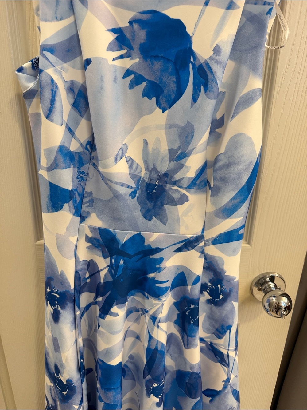 Calvin Klein Blue Floral Midi Dress on White - Picture 7 of 12